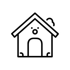Dog house kennel pet shelter home outline vector icon illustration for animal care and protection project