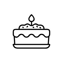 Birthday cake vector illustration with candle celebration dessert bakery sweet party anniversary line art