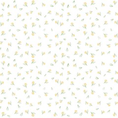 Obraz premium Minimal Leaf Sprig Seamless Pattern – White Background