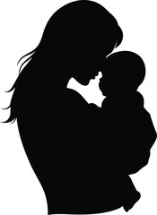 silhouette of mother and baby, motherhood, hands 