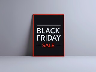 Minimal Black Friday Sale Banner with Red Border