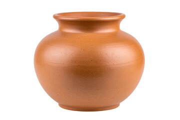Round Textured Ceramic Vase in Earthy Tones, isolated on transparent background