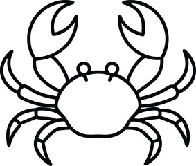 crab icon outline vector illustration on transparent background