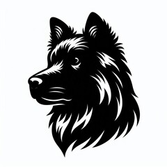 Black and white portrait of a german shepherd dog head