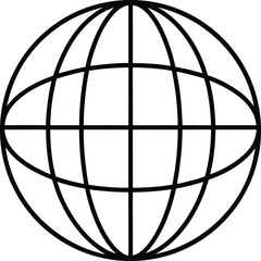 globe icon outline vector illustration on transparent background