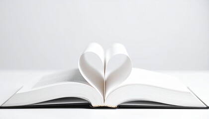 Obraz premium Open Book Forming Heart Shape Pages Love Knowledge Romance.