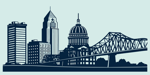 Kentucky Cityscape Vector: Louisville's 400 West Market & Big Four Bridge