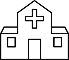 hospital icon outline vector illustration on transparent background