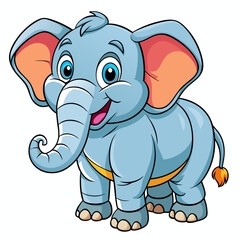 Fototapeta premium A cute cartoon baby elephant smiling in a jungle setting