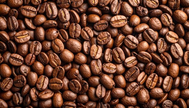 Roasted Coffee Beans Background Texture Close Up.