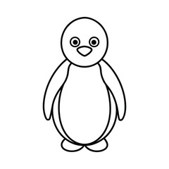 outline baby penguin cartoon on white background 