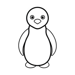 outline baby penguin cartoon on white background 