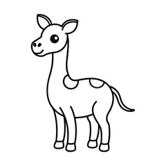 outline baby giraffe cartoon on white background 