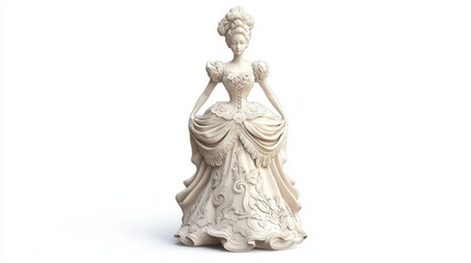 Naklejka premium An elegant ceramic figurine of a woman in a beautifully detailed gown, showcasing delicate craftsmanship.