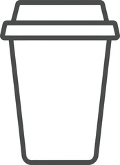 Empty Paper Cup With Lid Outlines, Black Contours, Transparent Background Design