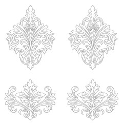 Elegant Floral Ornaments in Black and White for Design and Decoration