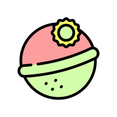 Bath salts bomb flat icon. Vector simple illustration from beauty concept. Isolated on white background