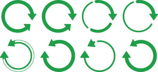 Green Circular Arrow Icons Variety Recycle and Renewal Design Elements Set