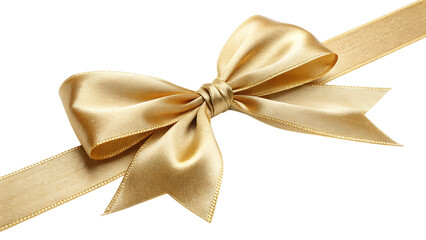 Elegant gold satin ribbon bow and streamer with luxurious texture for celebrations and gifts