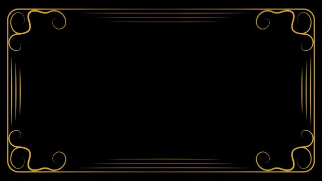 Vintage effect. Recreated frame from a silent film era. Old golden frame in the style of silent movies.
