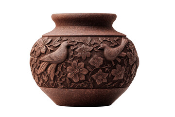 Intricate carved bird and floral vase, elegant home decor for interior design