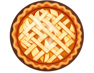 Delicious apple pie with lattice crust isolated on transparent background