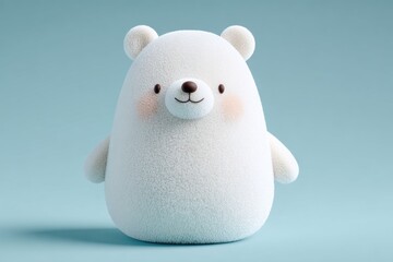 Cute Animated Polar Bear: An adorable, animated polar bear with fluffy white fur and a charming expression against a soft pastel backdrop, invoking a sense of warmth and playfulness.