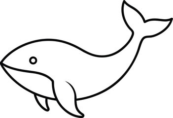 whale icon outline vector illustration on transparent background
