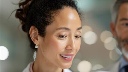 Medical team reviewing patient data on digital tablet, sharing insights during collaborative healthcare consultation with cutting edge digital technology video 4k - Powered by Adobe