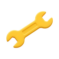 Yellow wrench, isolated on transparent background
