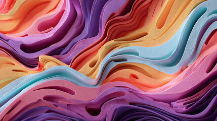 Flowing Layers of Pastel Hues in Abstract Organic Design layered