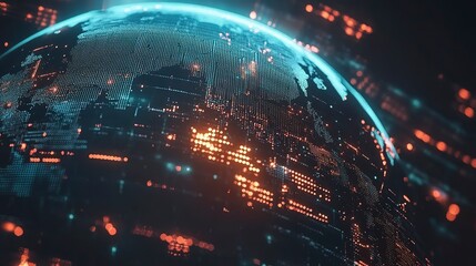 Digital globe illustrating global communication with glowing connections in a networked world