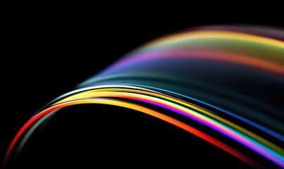 Abstract rainbow curves on black background