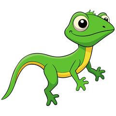 Obraz premium Cute green cartoon dinosaur and crocodile character vector illustration