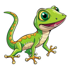 Fototapeta premium Cute green cartoon dinosaur character with reptile and dragon features smiling happily vector illustration