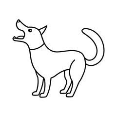  outline dog barking cartoon on white background 