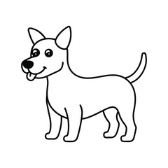 outline dog cartoon on white background 