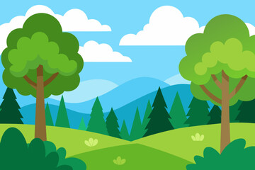Fototapeta premium landscape with trees and mountains