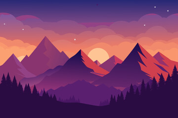 sunset in mountains