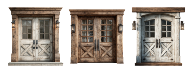 Rustic Wooden Doors with Transparent Background for Design Projects