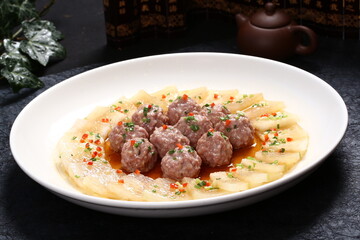 Chinese food, Cantonese food, winter melon Taiwanese Meatballs