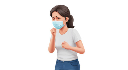3D vector of patient coughing wearing mask