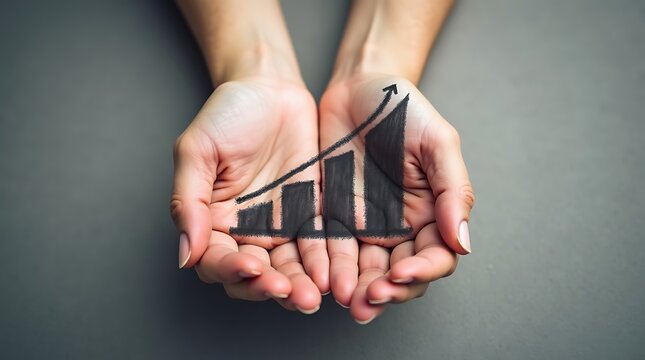 A businesswoman's hand holds a smartphone, a toy car, and a calculator, representing business, communication, and technology