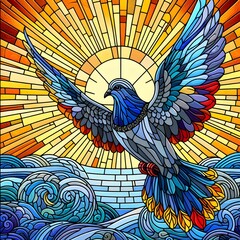 바위비둘기, 스테인드 글라스 기법 일러스트, jpeg (Rock dove, Stained Glass Techniques Design Illustration, jpeg)