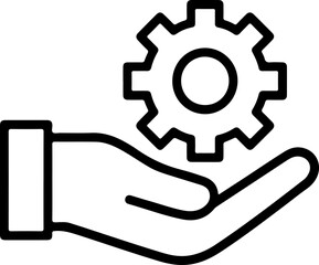 Hand holding a cogwheel representing service support and mechanical solutions