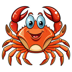 Fototapeta premium Funny Red Cartoon Crab with Claws in Marine Style