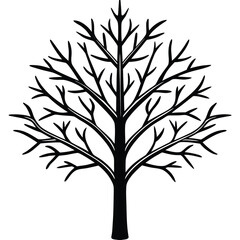 Obraz premium Stylized Black Silhouette of a Bare Tree Branches and Trunk