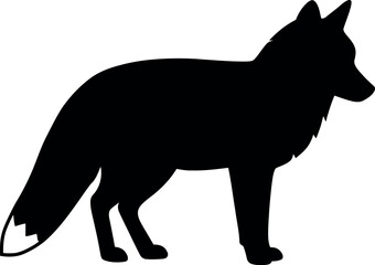 Black fox silhouette standing side view