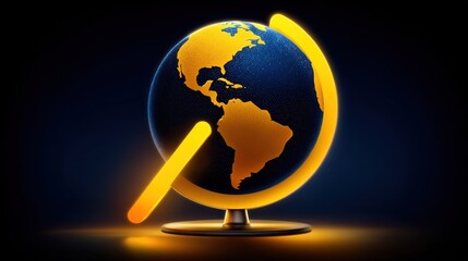 Globe Model of Earth with Continents and Meridian