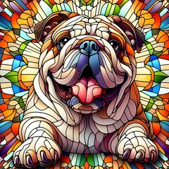 불독, 스테인드 글라스 기법 일러스트, jpeg (Bulldog, Stained Glass Techniques Design Illustration, jpeg)